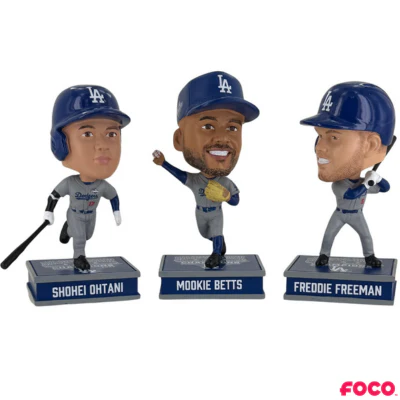 Los Angeles Dodgers 2025 World Series Champions 3 Pack Mini Bighead Bobbleheads - Image 2