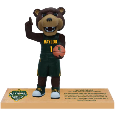 Baylor Bears 2021 Men's Basketball Game Used Championship Court Bobblehead - Image 2