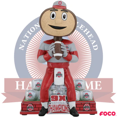 Brutus Buckeye Ohio State Buckeyes Mascot 9x Football National Champions Bobblehead