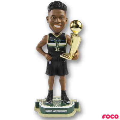 Milwaukee Bucks 2021 NBA Champions Exclusive Black Jersey Bobbleheads - Image 4