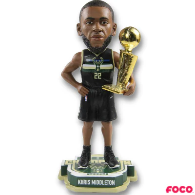 Milwaukee Bucks 2021 NBA Champions Exclusive Black Jersey Bobbleheads - Image 5