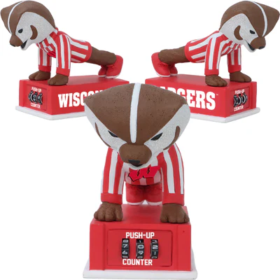 Bucky Badger Wisconsin Badgers Mascot Push-Up Counter Bobblehead (Presale) - Image 2