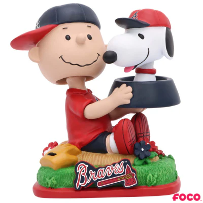 Charlie Brown & Snoopy Peanuts Dual Mini Bighead MLB Bobbleheads - Image 2