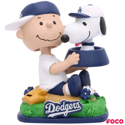 Charlie Brown & Snoopy Peanuts Dual Mini Bighead MLB Bobbleheads - Image 4