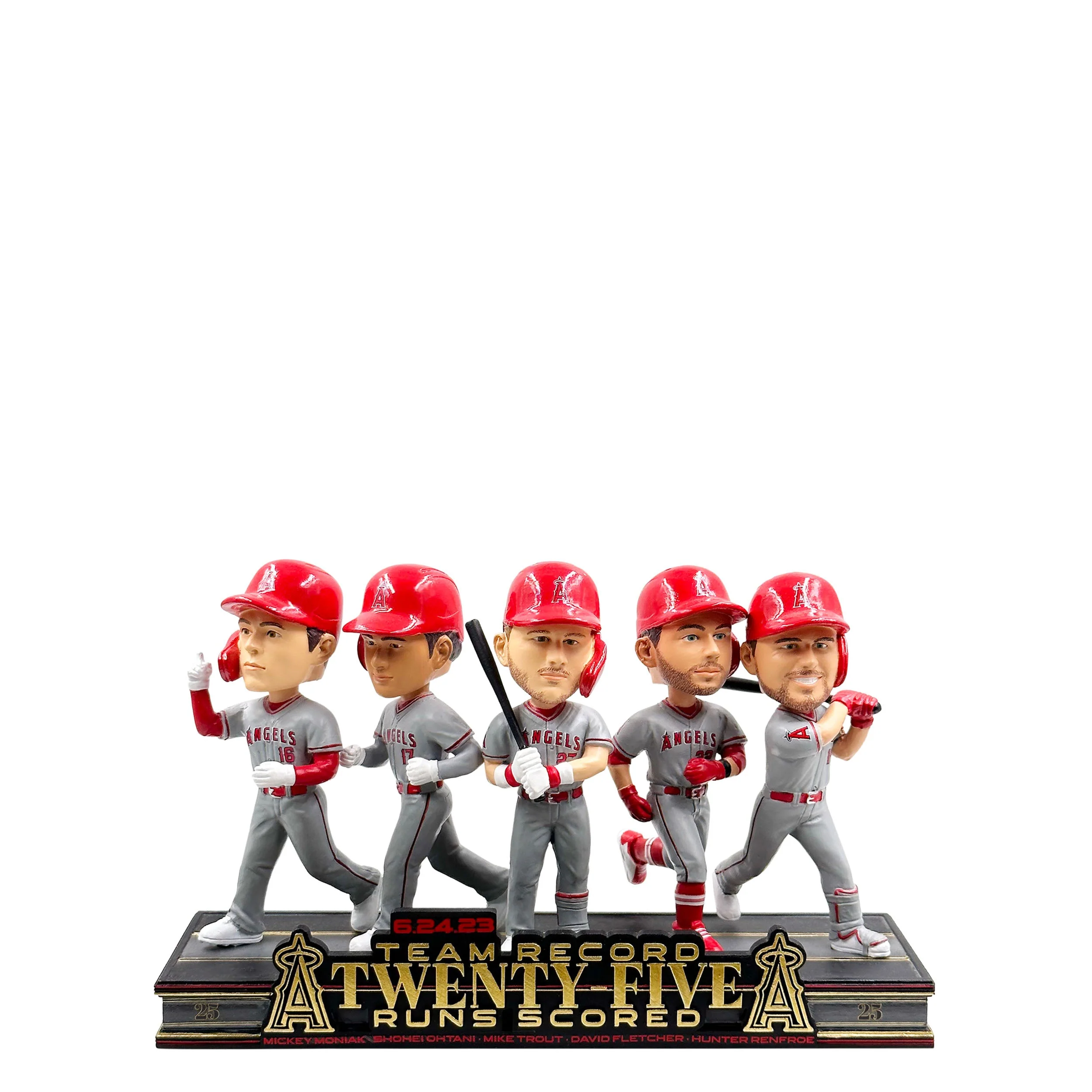 Shohei Ohtani, Mike Trout, Hunter Renfroe, Mickey Moniak, David Fletcher Los Angeles Angels 25-Run Game Mini Bobblehead Scene MLB