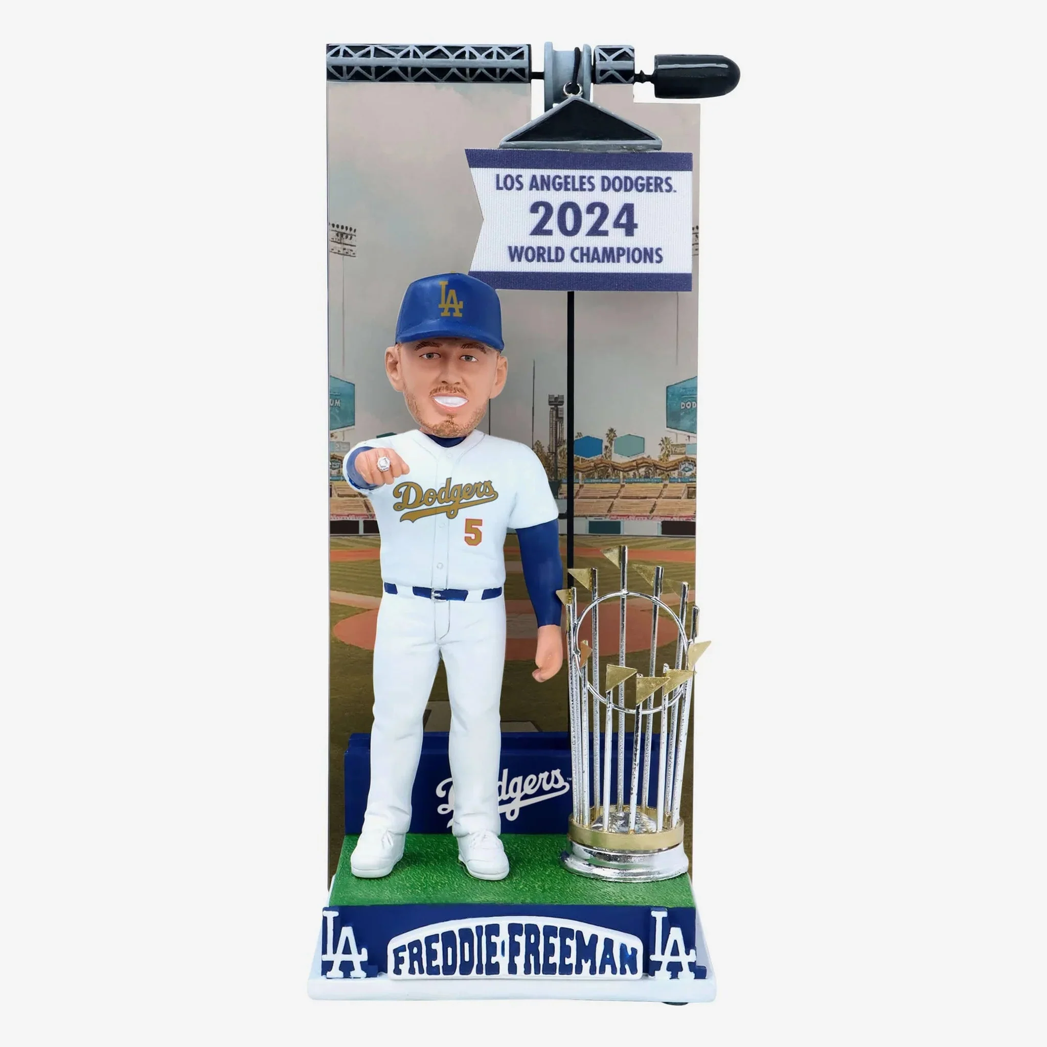 Freddie Freeman Los Angeles Dodgers 2024 World Series Champions Raise Banner Gold Jersey MLB Bobblehead