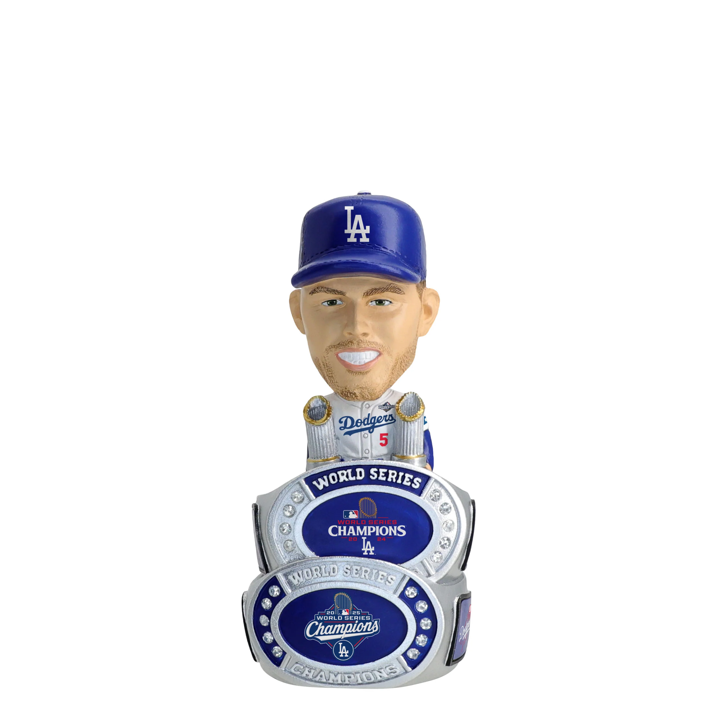 Freddie Freeman Los Angeles Dodgers 2025 Back to Back World Series Champions Mini Ring Base Bighead MLB Bobblehead