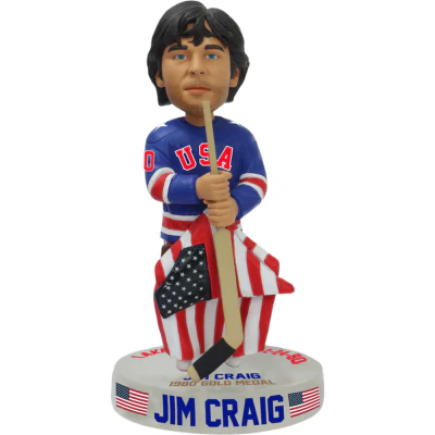 Jim Craig USA Hockey Miracle on Ice 1980 Gold Medal Blue Jersey Bobblehead - Image 2