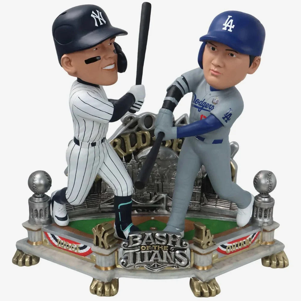 Shohei Ohtani & Aaron Judge Los Angeles Dodgers & New York Yankees Home World Series 18 Inch Dual Battle 18 inch MLB Baseball Bobblehead