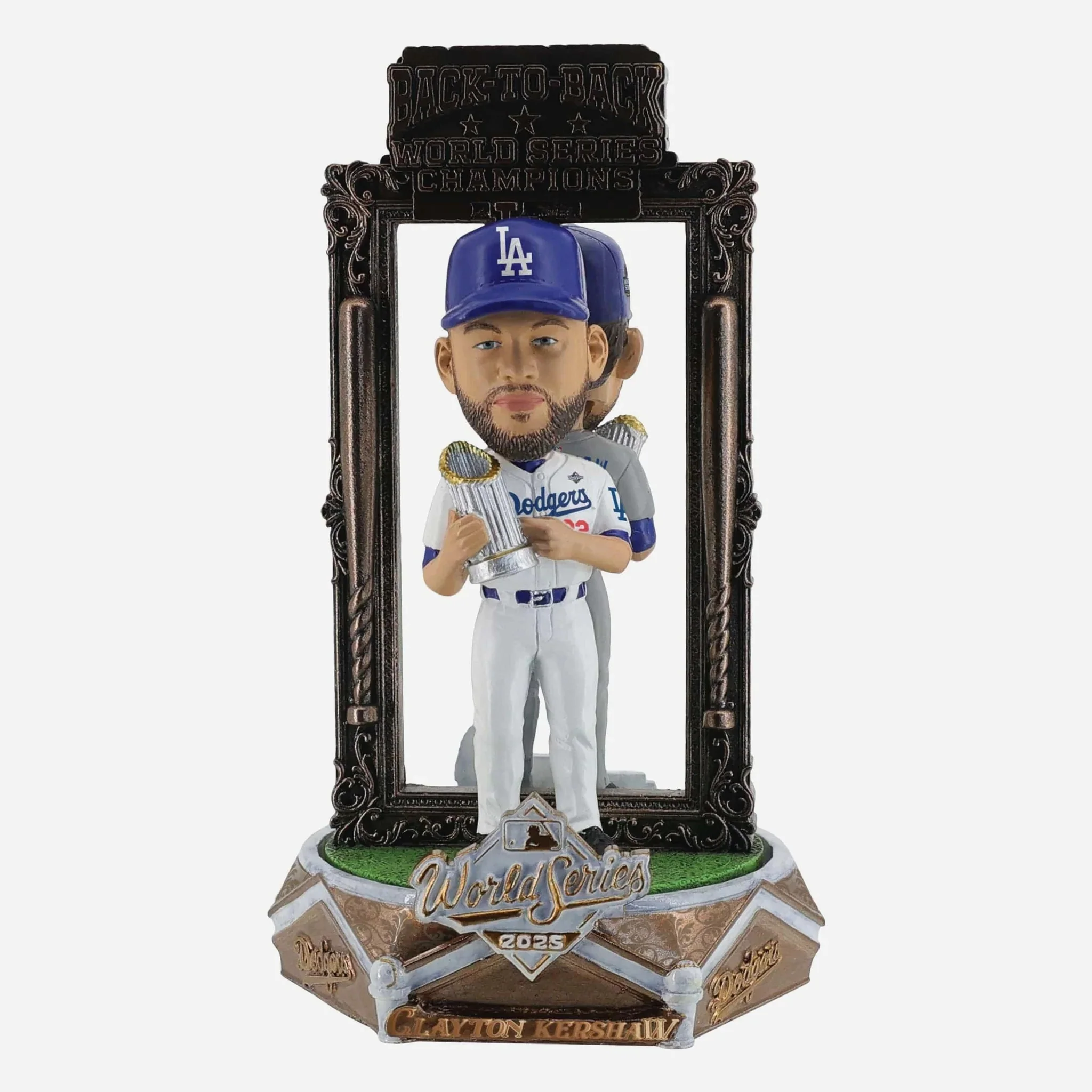 Clayton Kershaw Los Angeles Dodgers 2025 Back To Back World Series Champions Dual Spinner MLB Bobblehead