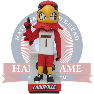 Louie the Cardinal Louisville Cardinals Mascot White Basketball Jersey Bobblehead