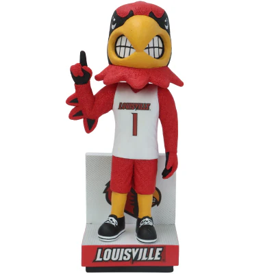 Louie the Cardinal Louisville Cardinals Mascot White Basketball Jersey Bobblehead - Image 2