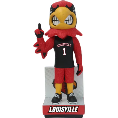 Louie the Cardinal Louisville Cardinals Mascot Black Basketball Jersey Bobblehead - Image 2