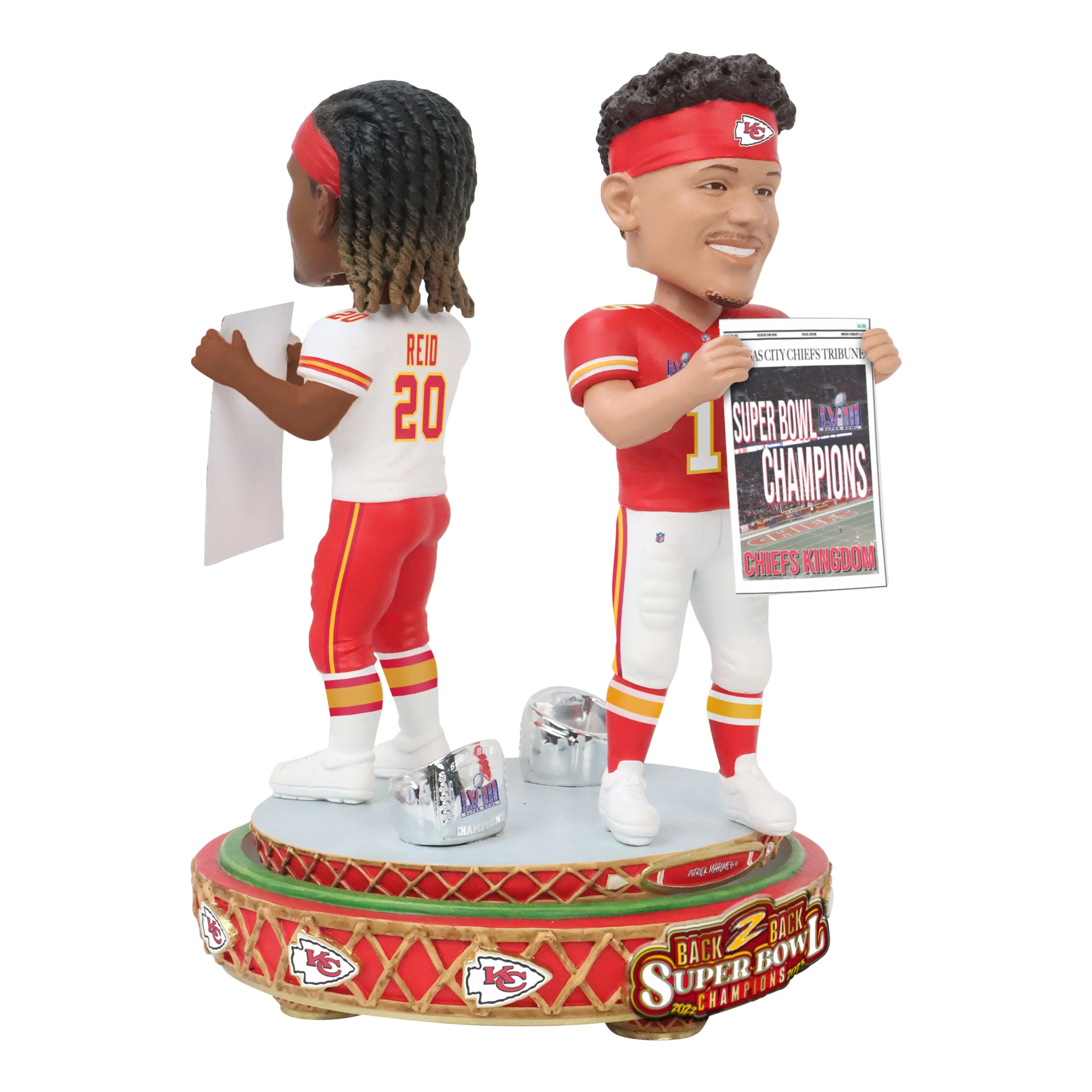 Kansas City Chiefs Super Bowl LVIII Champions Dual Spinner Bobbleheads - Image 2