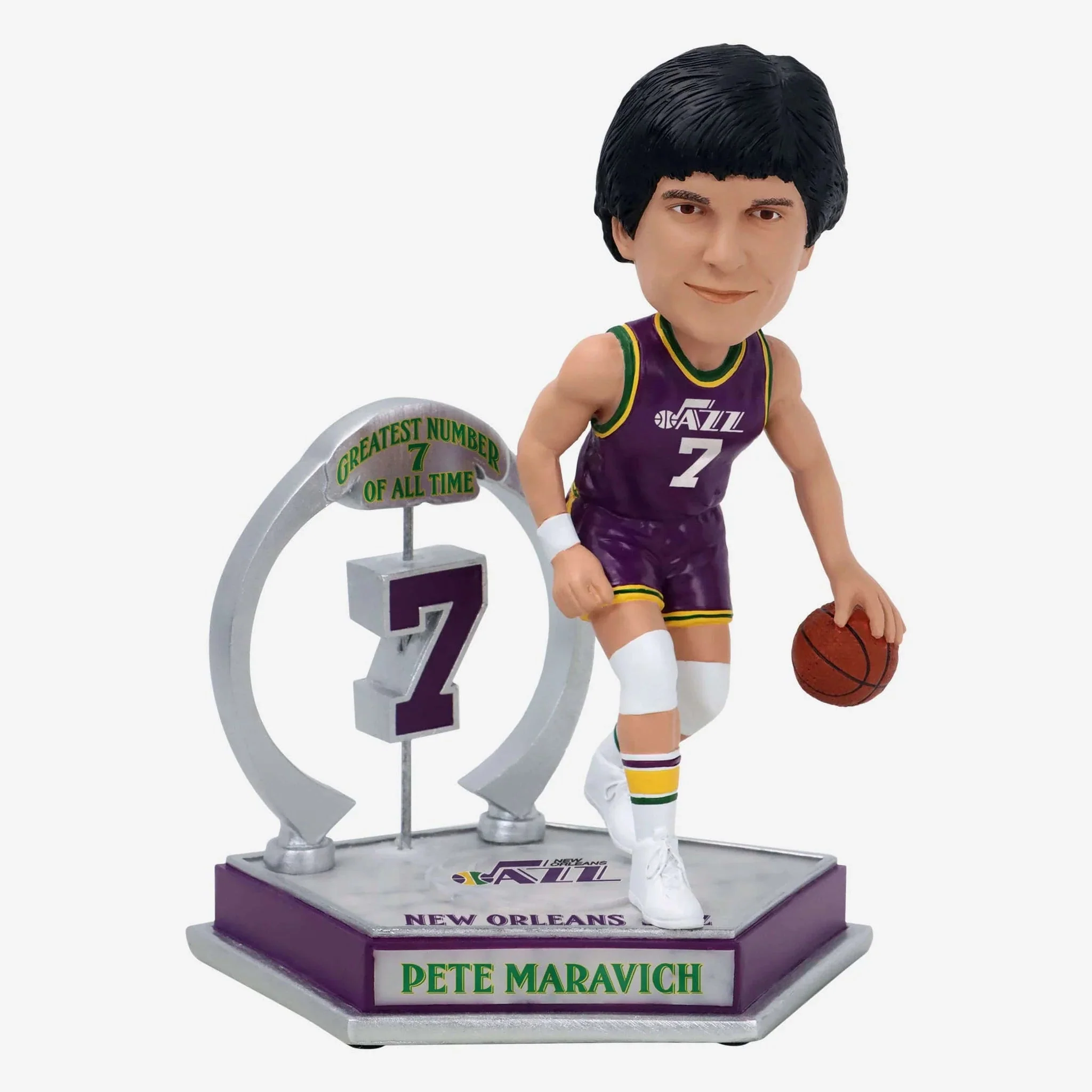 Pete Maravich Utah Jazz Legendary Number 7 NBA Basketball Bobblehead