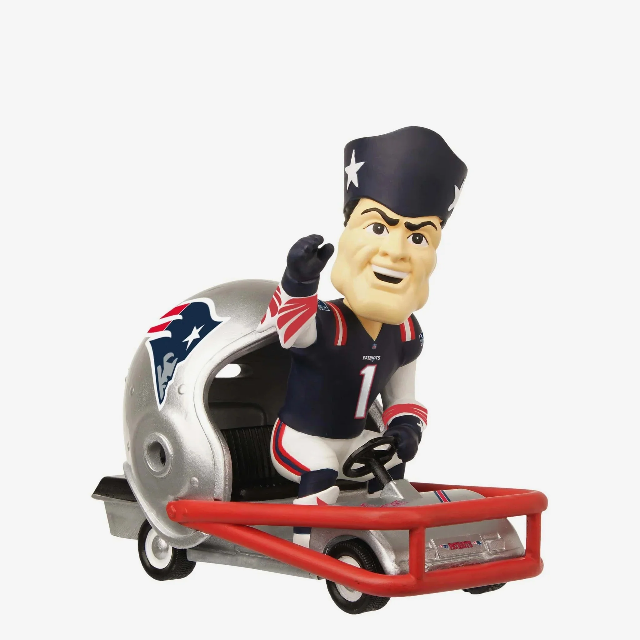 Pat The Patriot New England Patriots Helmet Cart NFL Football Bobblehead