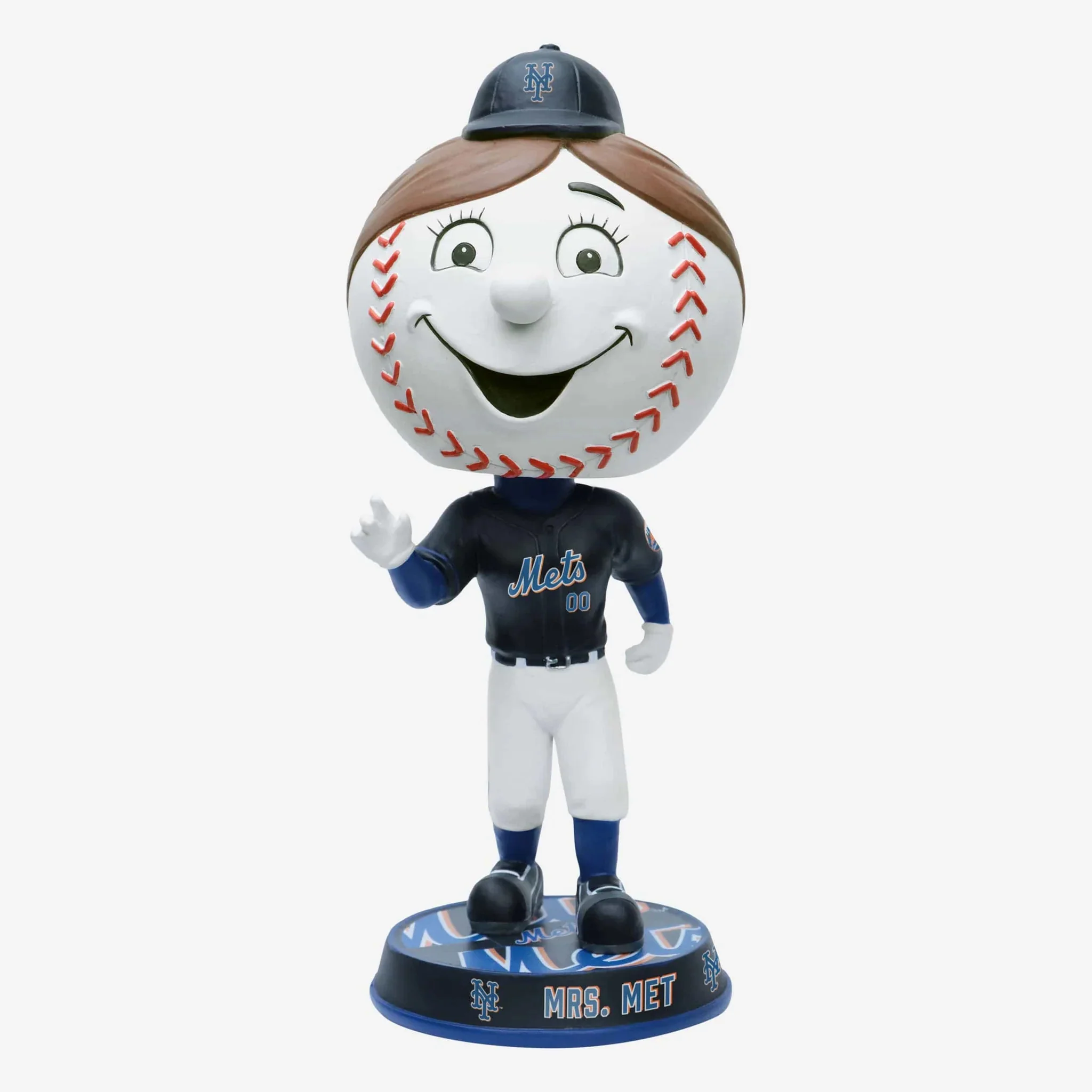 Mrs. Met New York Mets Black Jersey Field Stripe Bighead MLB Baseball Bobblehead