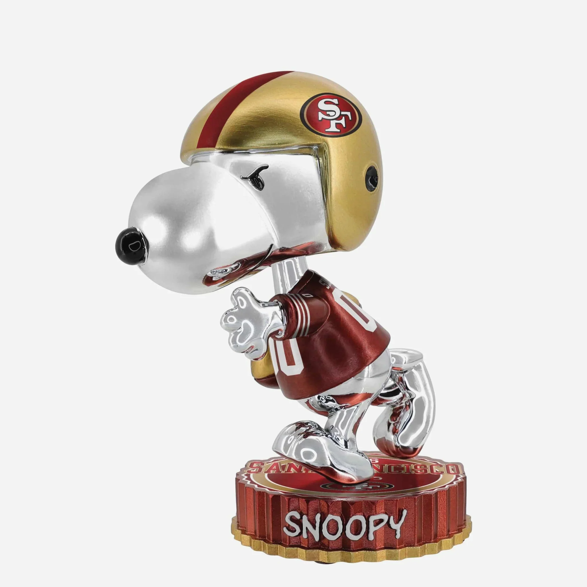 Snoopy San Francisco 49ers 2025 Peanuts Electroplated Bighead NFL Football Bobblehead