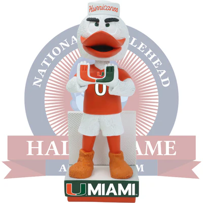 Sebastian the Ibis Miami Hurricanes Mascot Football Jersey Bobblehead