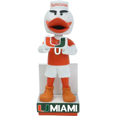 Sebastian the Ibis Miami Hurricanes Mascot Football Jersey Bobblehead - Image 2