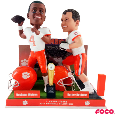 Deshaun Watson to Hunter Renfrow Clemson Tigers National Championship Game Bobblehead - Image 2