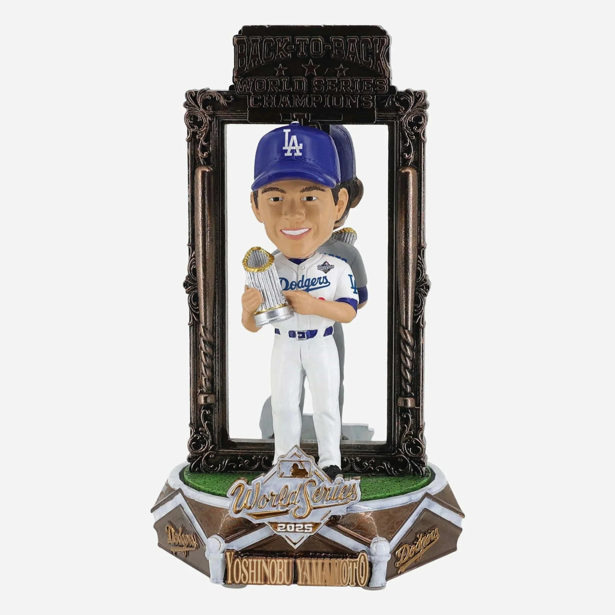 Yoshinobu Yamamoto Los Angeles Dodgers 2025 Back To Back World Series Champions Dual Spinner MLB Bobblehead